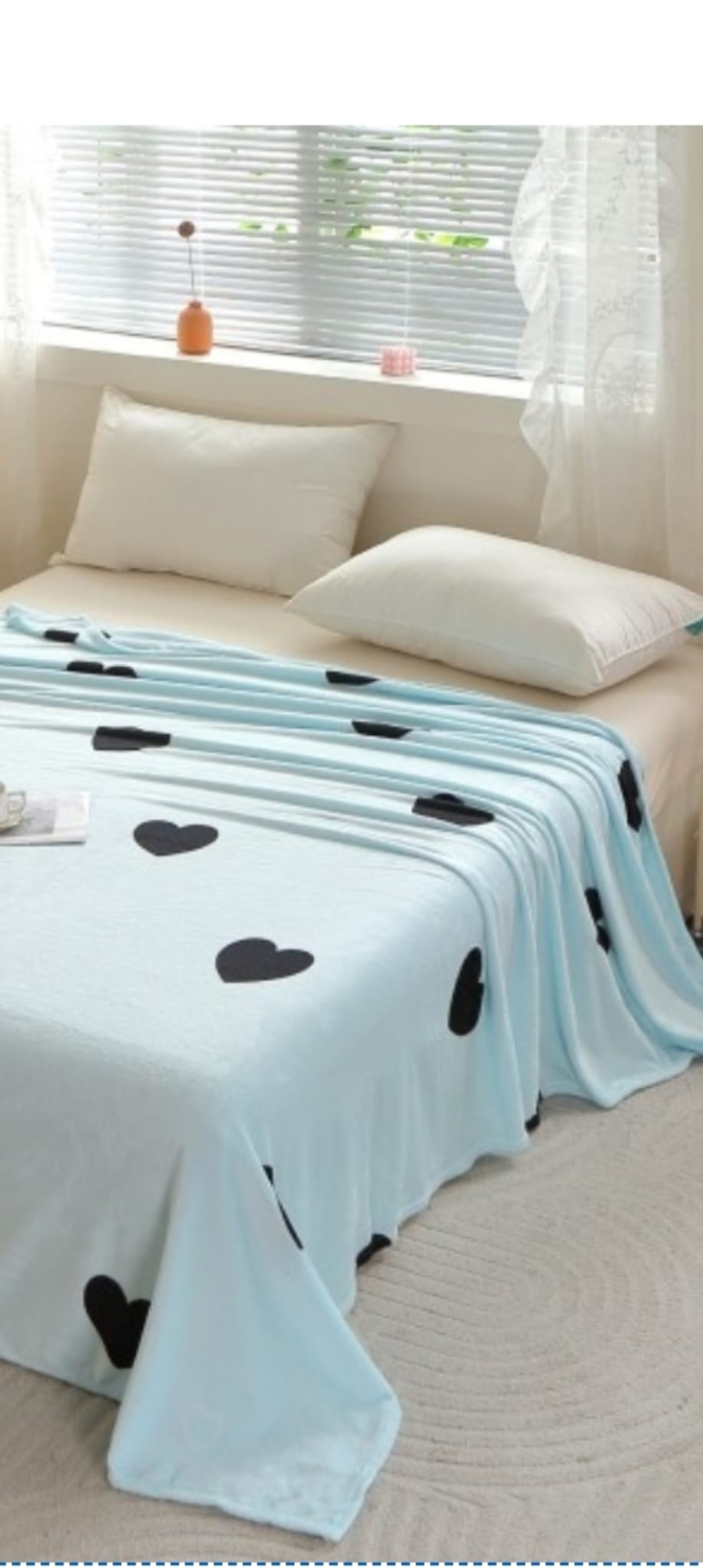 Patura Cocolino bleu inimi 200x230 cm