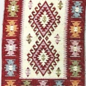 Covor traditional, tesut, doua fete 60x90 cm, romb rosu