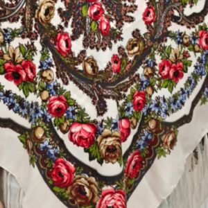 Batic alb coronita cu franjuri 107x107 cm