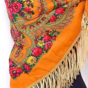 Batic galben cu franjuri 107x107 cm