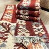 Set 4 covoare traditionale, tesute, doua fete 60x200 cm coloane, rosu