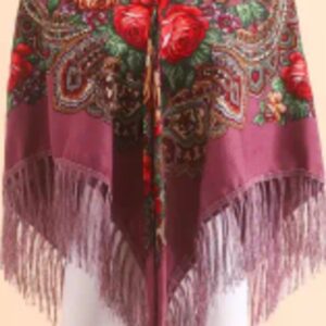 Batic traditional lila cu franjuri 107 x 107 cm